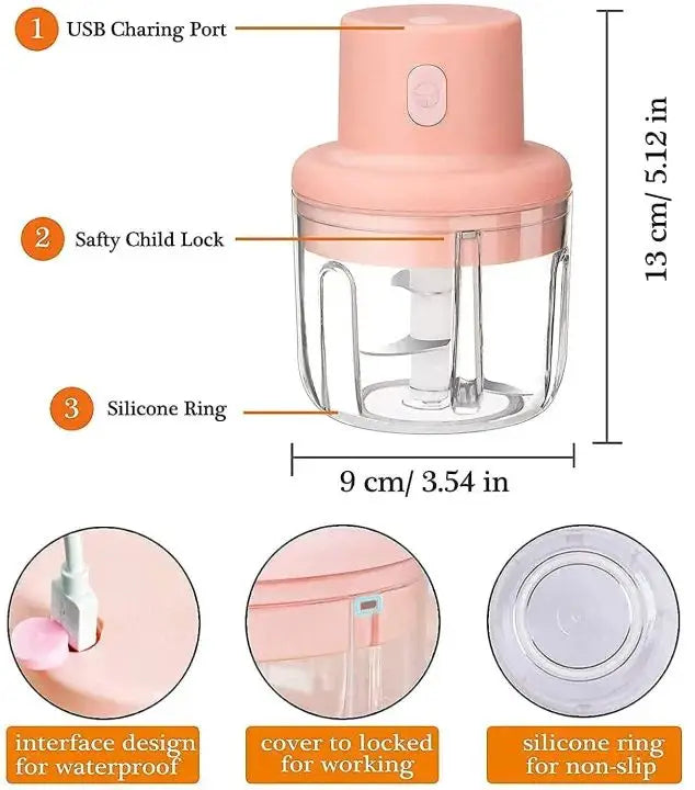 Portable Electric USB Chopper & Food Grinder - Mini Garlic, Meat & Vegetable Cutter