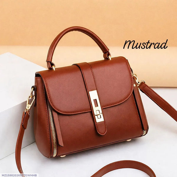 Elegant Women's Leather Crossbody Bag – Compact Top-Handle Shoulder Purse