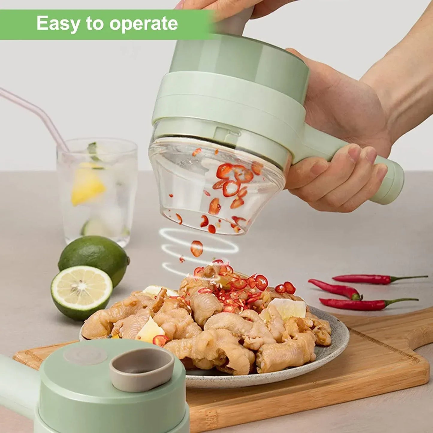 Multifunctional Electric Vegetable Chopper & Slicer – Portable Handheld Food Processor